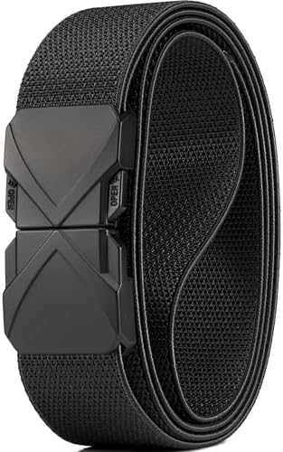 1 3/8" Stretch Nylon Belt - Black, waist 28"-34"