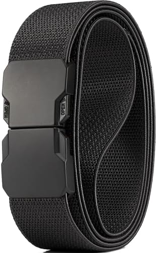 1 3/8" Stretch Nylon Belt - Black, waist 35"-38", black buckle