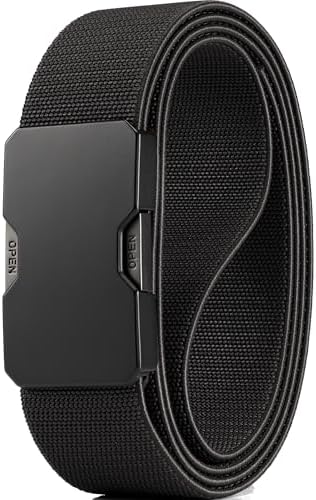 1.5" Stretch Nylon Belt - Black, waist 35"-38"
