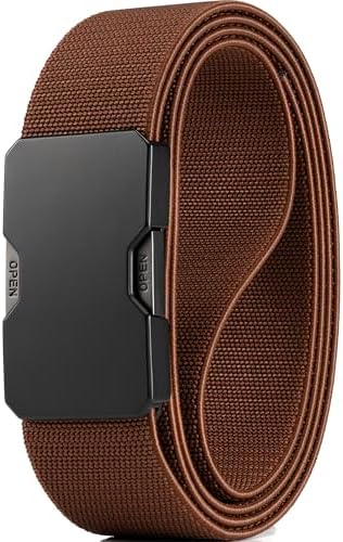 1.5" Stretch Nylon Belt - Coffee, waist 35"-38"