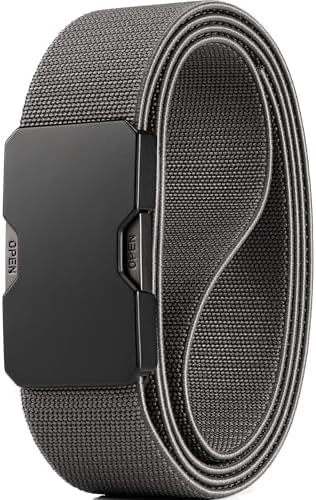 1.5" Stretch Nylon Belt - Grey, waist 35"-38"