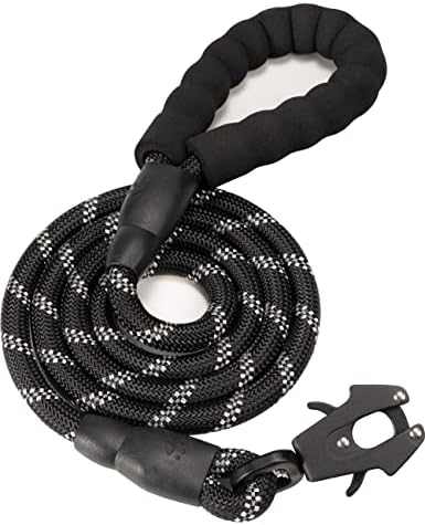 Frog Clip Dog Leash - Black, 1/2" x 6 ft