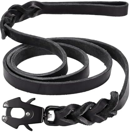 Genuine Leather Dog Leash - Black, 1/2" x 4 ft