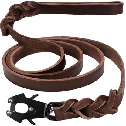 Genuine Leather Dog Leash - Coffee, 3/4" x 6 ft